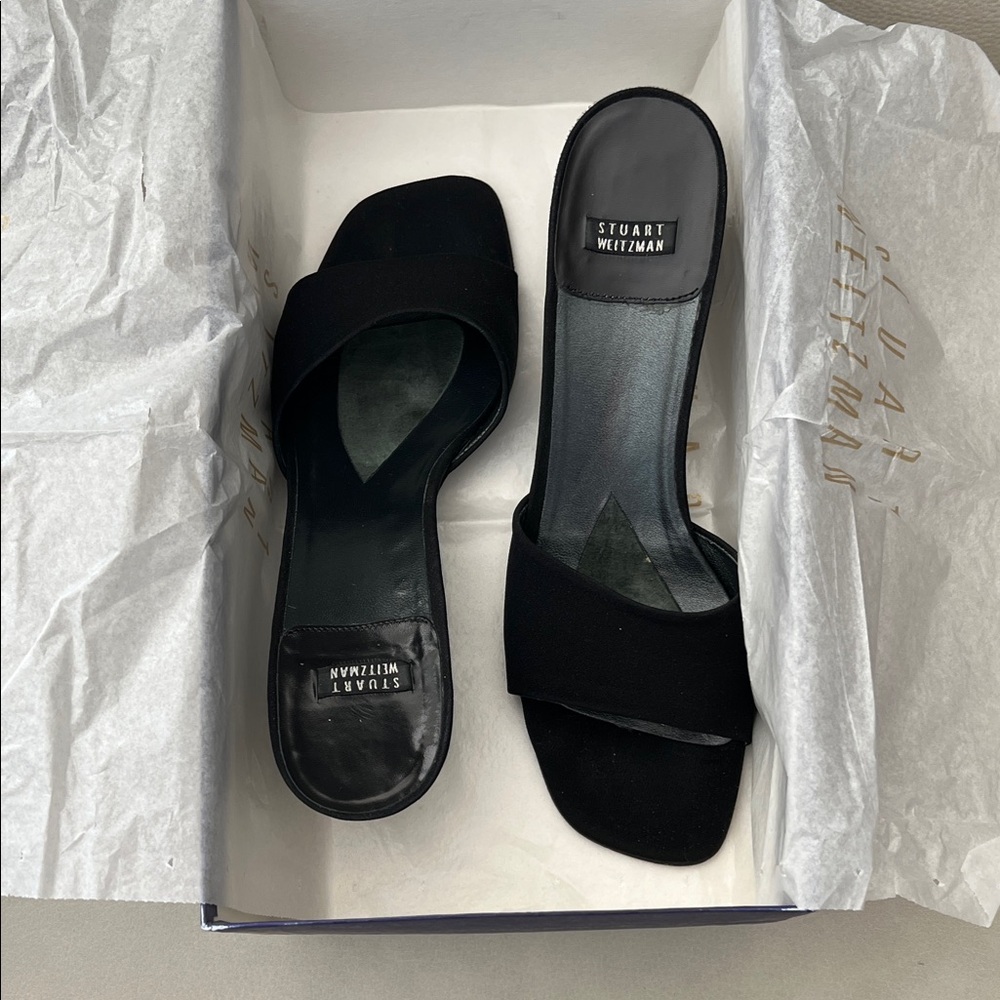 Stuart Weitzman Elegant Black Slide Sandals